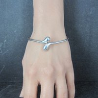 Vintage Sterling Crossover Bangle Bracelet 6.75"