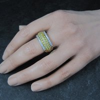 Vermeil Sterling Yellow White Cz Ring Size 8