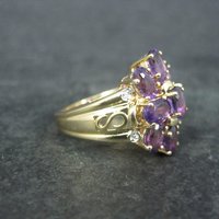 Vermeil Sterling Amethyst Cluster Ring Size 8