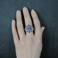 Vermeil Sterling Amethyst Cluster Ring Size 8