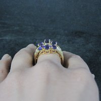 Vermeil Sterling Amethyst Cluster Ring Size 8