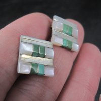 Southwestern Sterling Turquoise Mother of Pearl Inlay Earrings