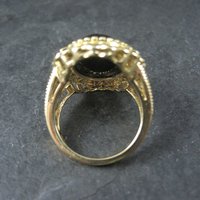 Ornate Vermeil Sterling Onyx Ring Size 8
