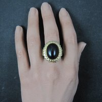 Ornate Vermeil Sterling Onyx Ring Size 8
