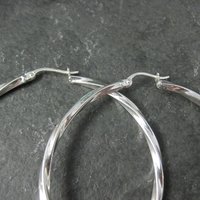 Estate Sterling Latch Back Hoop Earrings 2 Inches