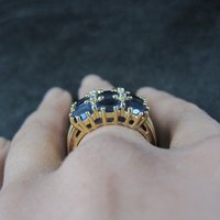 Vintage Vermeil Sterling Sapphire Diamond Ring Size 8