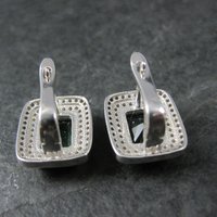 Vintage Sterling Green Cz Latch Back Earrings
