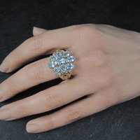 Vermeil Sterling Blue Topaz Cluster Ring Size 8
