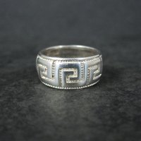 Italian Sterling Greek Key Band Ring Size 6