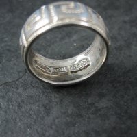 Italian Sterling Greek Key Band Ring Size 6