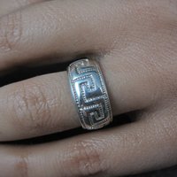 Italian Sterling Greek Key Band Ring Size 6