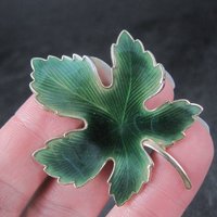 Lot of 2 Vintage Enamel Leaf Brooches