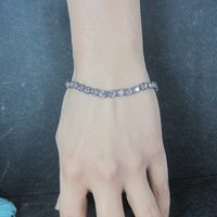 Vintage Sterling Purple Glass Bracelet 7 Inches