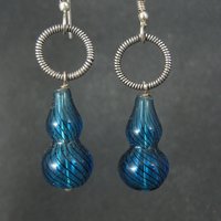 Vintage Sterling Blue Art Glass Earrings