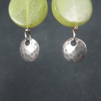 Vintage Hammered Sterling Yellow Quartz Earrings