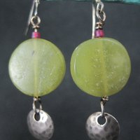 Vintage Hammered Sterling Yellow Quartz Earrings