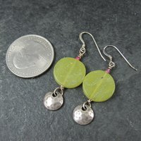 Vintage Hammered Sterling Yellow Quartz Earrings