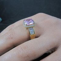 Vintage 90s Vermeil Sterling Pink Cz Ring Size 8