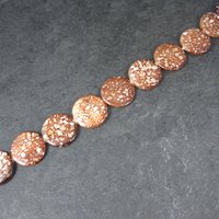 Brown White 20mm Coin Shell Bead Strand