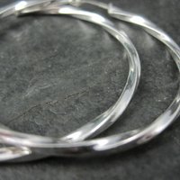 Estate Sterling Latch Back Hoop Earrings 2 Inches