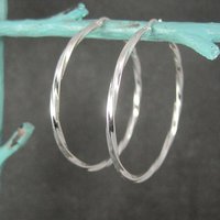 Estate Sterling Latch Back Hoop Earrings 2 Inches