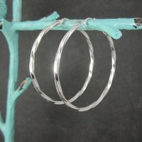 Estate Sterling Latch Back Hoop Earrings 2 Inches