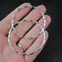 Estate Sterling Latch Back Hoop Earrings 2 Inches
