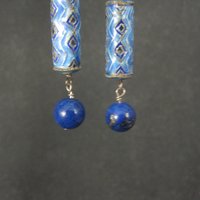 Vintage Sterling Blue Enamel Lapis Earrings