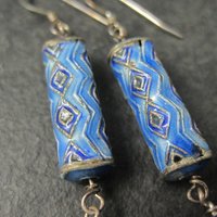 Vintage Sterling Blue Enamel Lapis Earrings