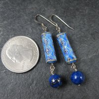 Vintage Sterling Blue Enamel Lapis Earrings