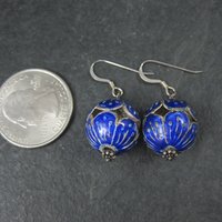 Vintage Sterling Blue Enamel Earrings