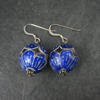 Vintage Sterling Blue Enamel Earrings