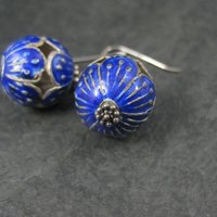 Vintage Sterling Blue Enamel Earrings