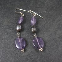 Vintage Sterling Amethyst Pearl Earrings