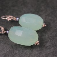 Vintage Sterling Leverback Chalcedony Pearl Earrings