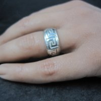 Italian Sterling Greek Key Band Ring Size 6