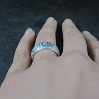 Italian Sterling Greek Key Band Ring Size 6