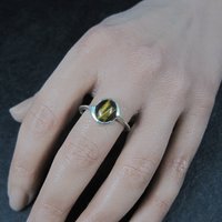 Vintage Sterling Tigers Eye Ring Size 9 NOS