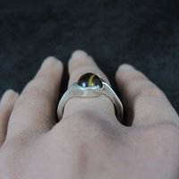 Vintage Sterling Tigers Eye Ring Size 9 NOS
