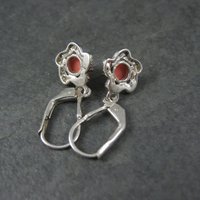 Sterling Coral Flower Lever Back Earrings
