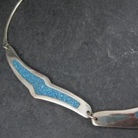 Vintage Mexican Alpaca Inlay Necklace