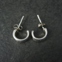 Tiny Sterling Diamond Half Hoop Earrings