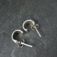 Tiny Sterling Diamond Half Hoop Earrings