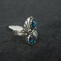 Southwestern Sterling Paua Sell Feather Ring NOS Multiple Sizes Available