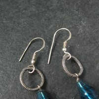Vintage Sterling Blue Art Glass Earrings