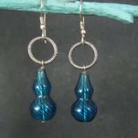 Vintage Sterling Blue Art Glass Earrings
