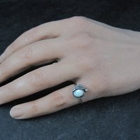 Dainty Southwestern Sterling Mother of Pearl Ring Size 5