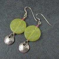 Vintage Hammered Sterling Yellow Quartz Earrings