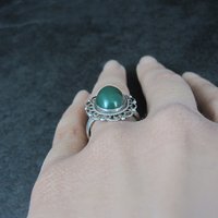 Mexican Sterling Green Onyx Ring Size 6.5