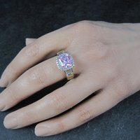 Vintage 90s Vermeil Sterling Pink Cz Ring Size 8
